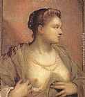 Jacopo Robusti Tintoretto Canvas Paintings - Portrait of a Woman Revealing her Breasts
